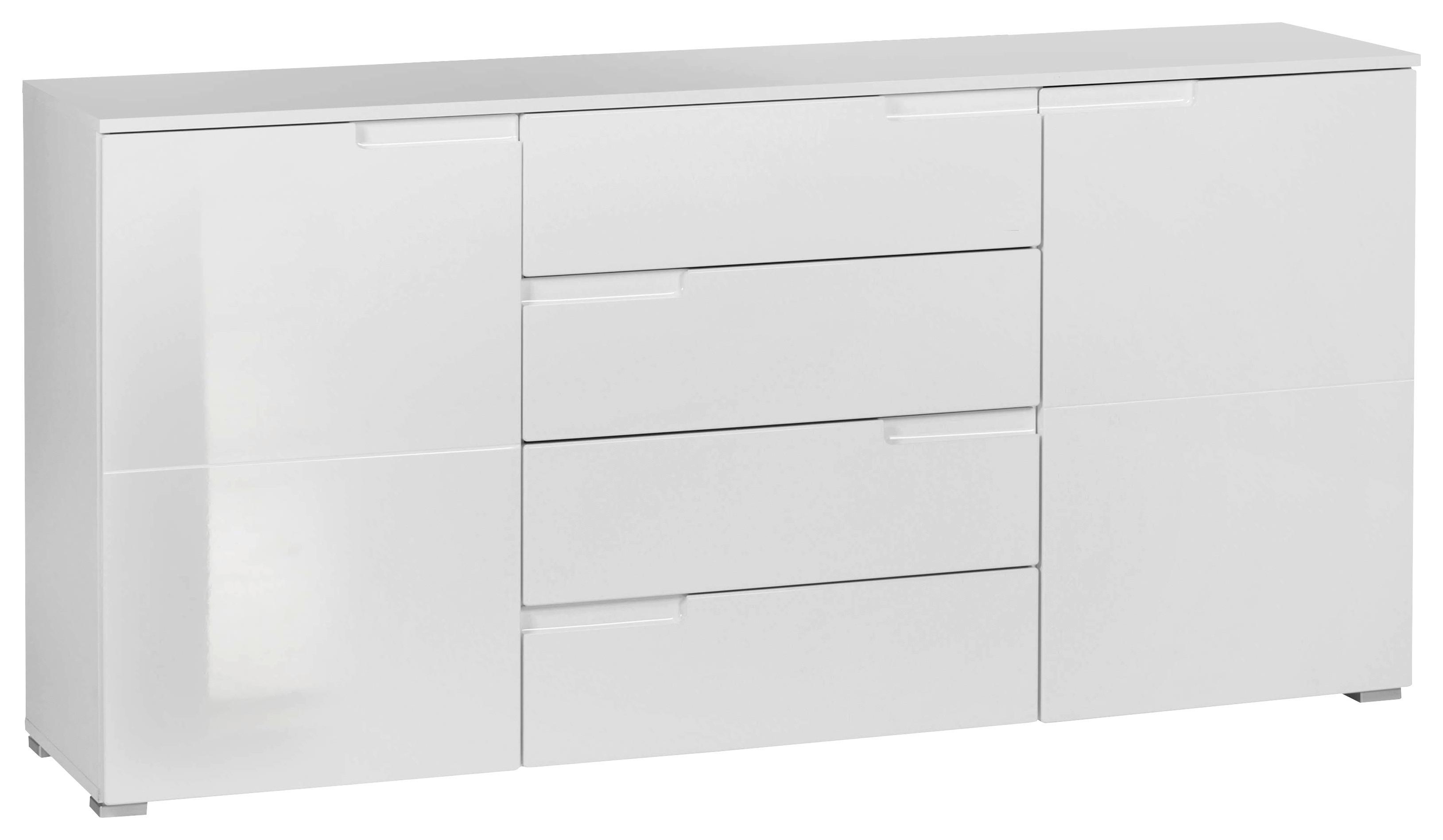 Komoda Moon 4 - bela visoki sjaj/bela, Moderno, pločasti materijal/plastika (165/80/40cm) - Modern Living