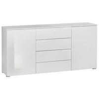 Komoda Moon 4 - bijela/bijela visoki sjaj, Moderno, drvni materijal/plastika (165/80/40cm) - Modern Living