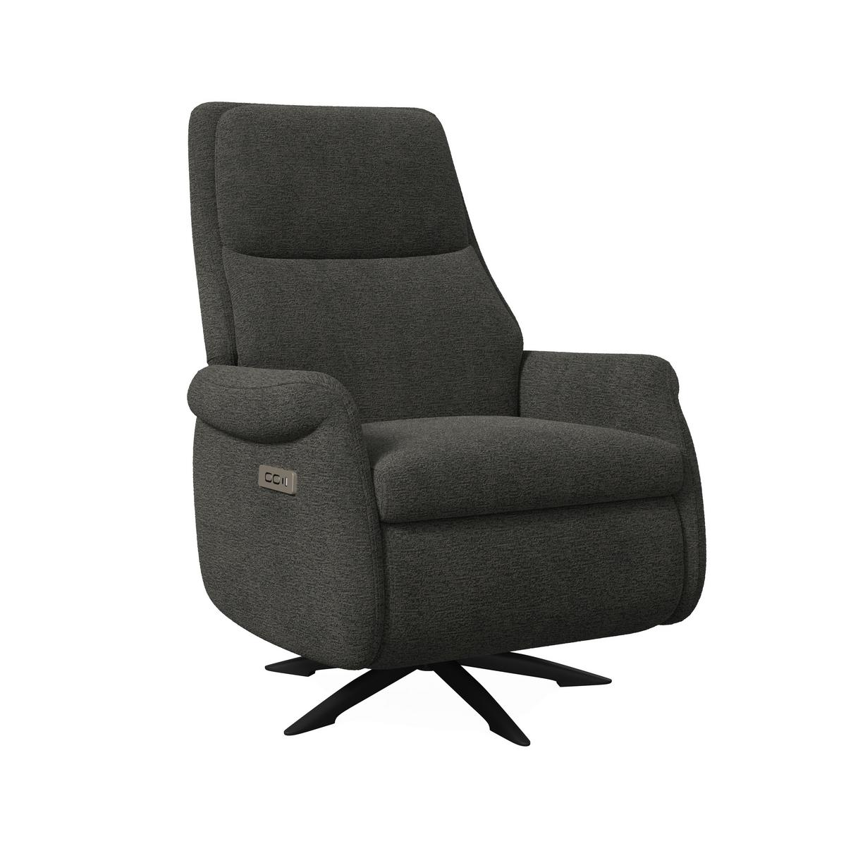 Elektrischer Relaxsessel Alice mit Liege- und Relaxfunktion - Dunkelgrau/Schwarz, MODERN, Holz/Textil (76/110/90cm) - Bessagi Home