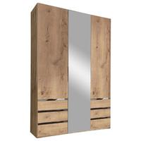 Drehtürenschrank Level 36A mit Spiegel ca. 150 cm Eiche Dekor - Chromfarben/Plankeneiche, MODERN, Glas/Holzwerkstoff (150/216/58cm) - MID.YOU