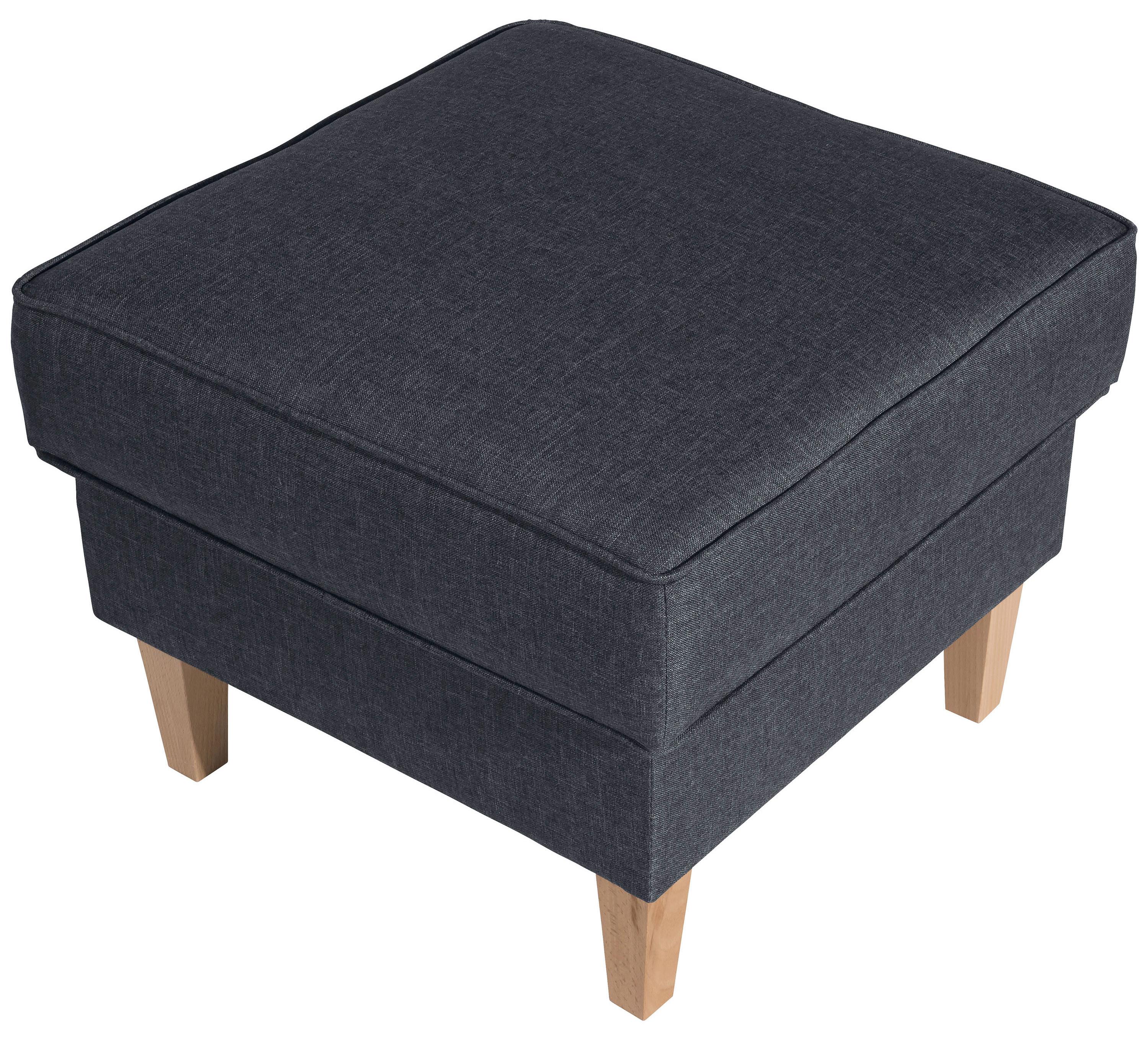 Hocker Lorris Blau Flachgewebe - Blau/Buchefarben, Design, Holz/Textil (53/45/53cm) - Max Winzer