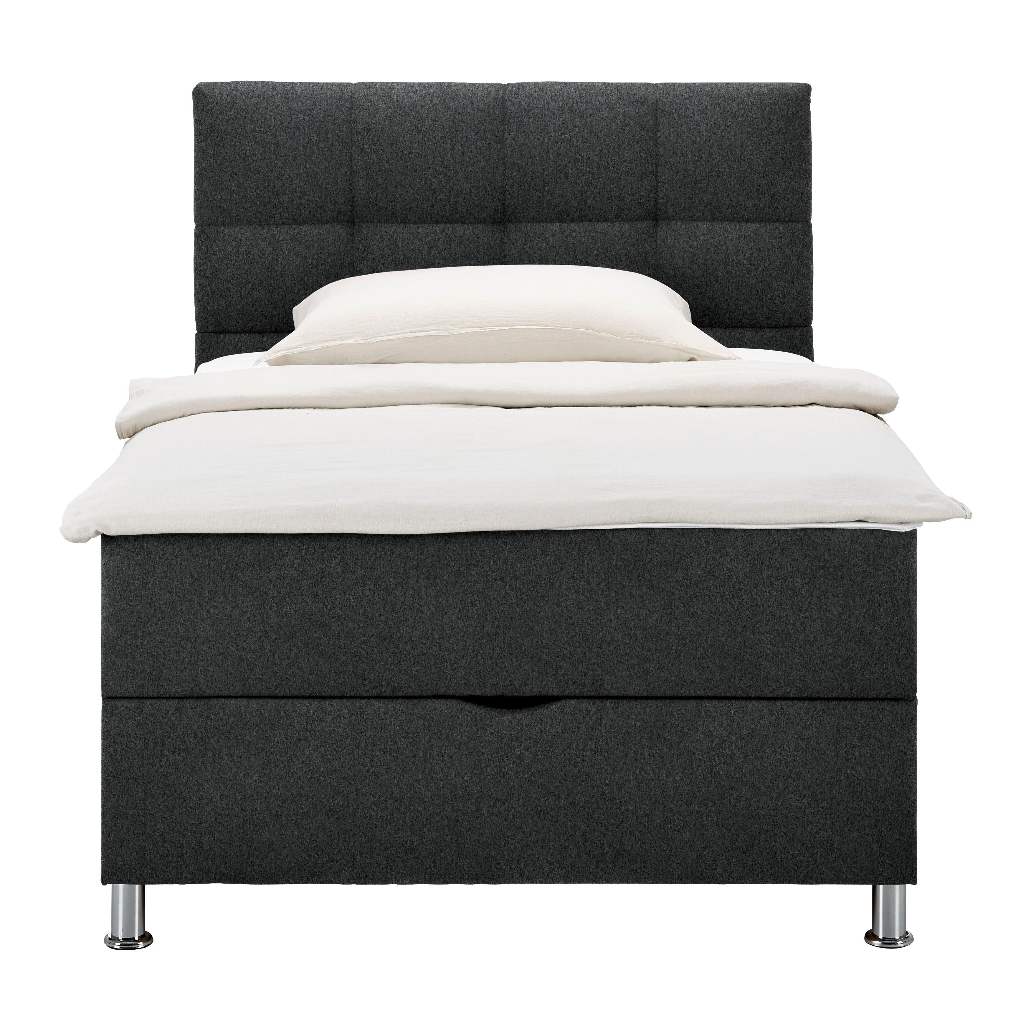 Boxbett Oviedo 140 in Anthrazit ca. 140x200cm - Anthrazit, KONVENTIONELL, Textil/Metall (140/200cm) - Mömax
