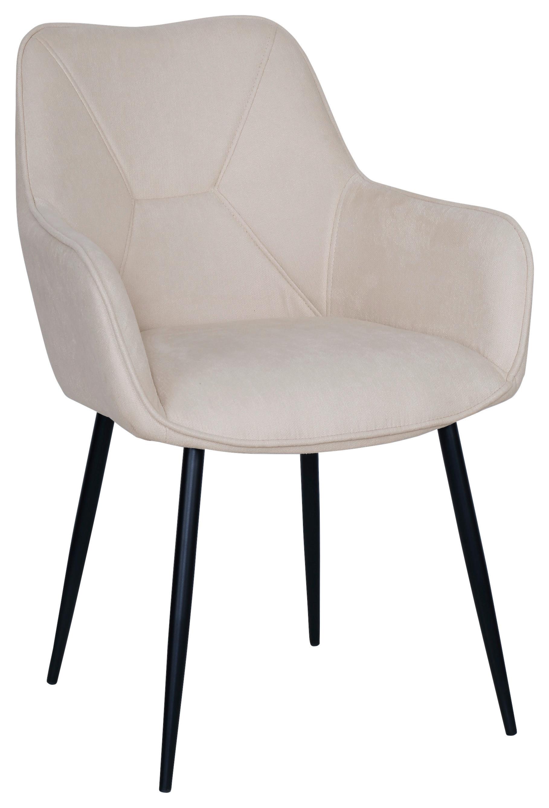 Karosszék Elena - bézs/fekete, Modern, textil/fa (57/85/60cm) - Mömax