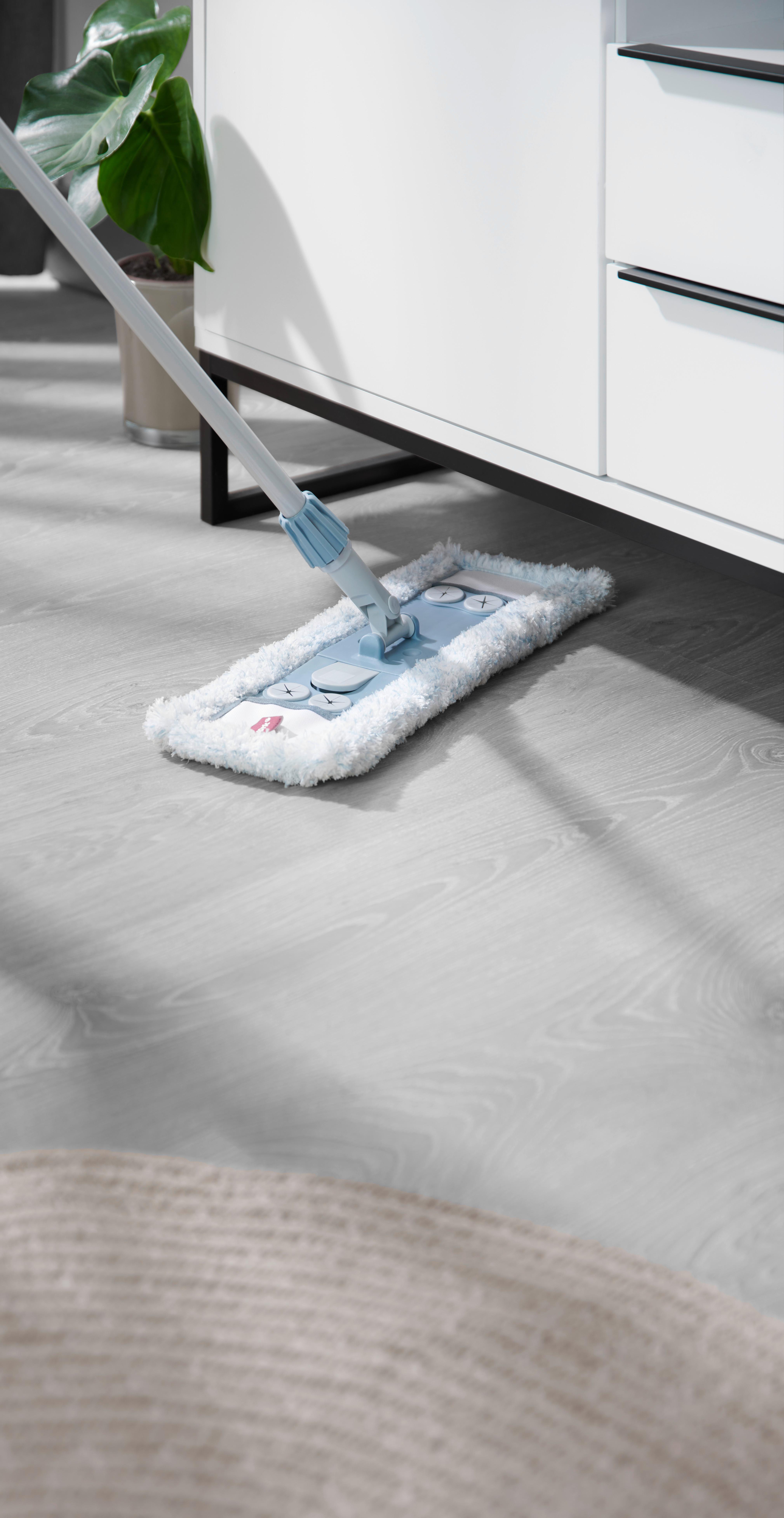 GOLVMOPP PAULA - blå/grå, Klassisk, metall/textil (45/16/150cm) - Mömax
