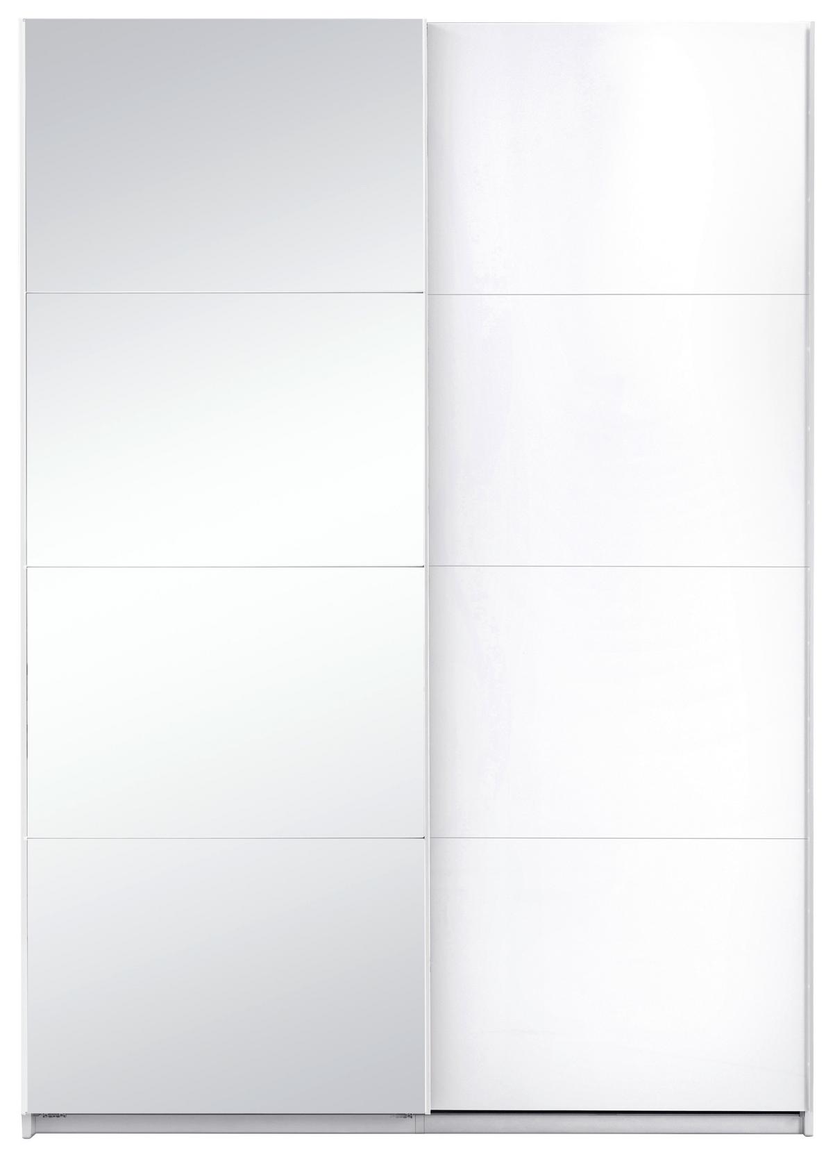 Omara Z Drsnimi Vrati Viva, Bela - bela/barve aluminija, Moderno, kovina/leseni material (150/210/62cm) - P & B