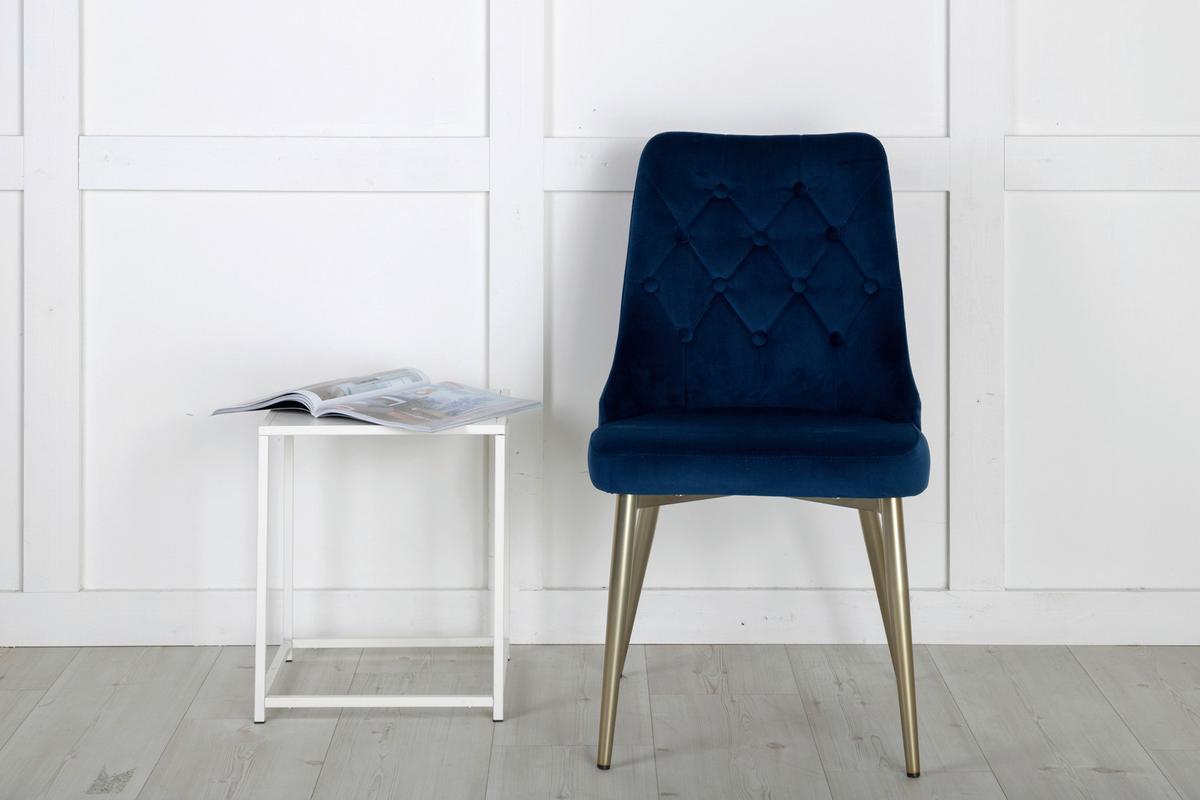 STUHL-SET VELVET DELUXE - Blau/Goldfarben, Design, Kunststoff/Textil (50/88.5/66cm) - Livetastic