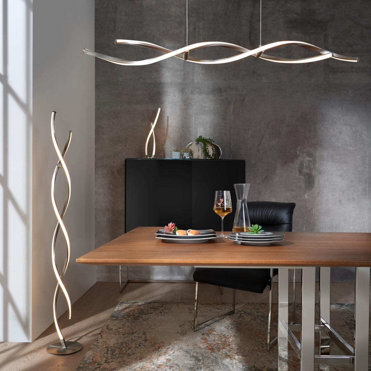 LAMPA WISZĄCA LED 9142-55 POLINA - kolor niklowy, Design, metal (110/8/140cm) - Paul Neuhaus