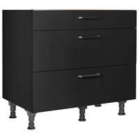 Kochfeldumbauschrank Touch Schwarz - Edelstahlfarben/Schwarz, MODERN, Holzwerkstoff/Metall (90/87/56cm) - Nobilia