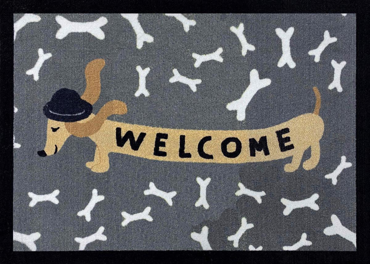 Lábtörlő Dachshund Welcome 50/70cm - antracit (50/70/1cm)