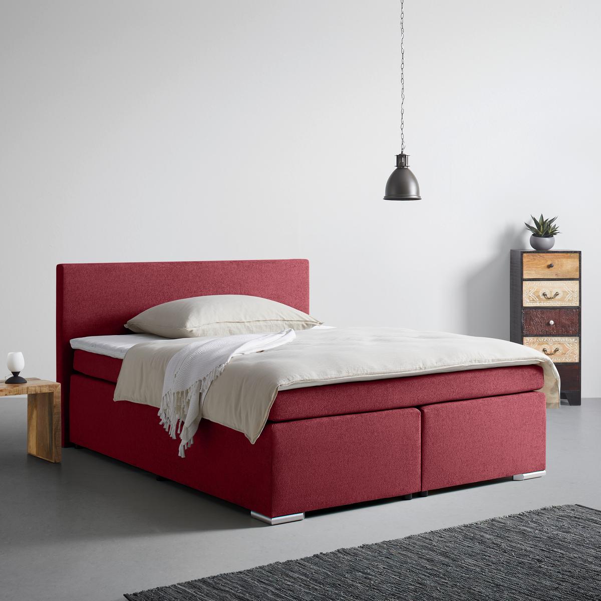 Boxspring Krevet Mira 2 - crvena, Moderno, metal/tekstil (160/200cm) - Based