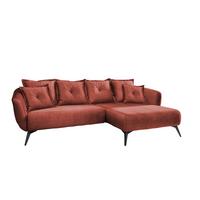 Wohnlandschaft Baggio Koralle Velours - Koralle/Schwarz, MODERN, Holz/Textil (277/162cm) - Livetastic