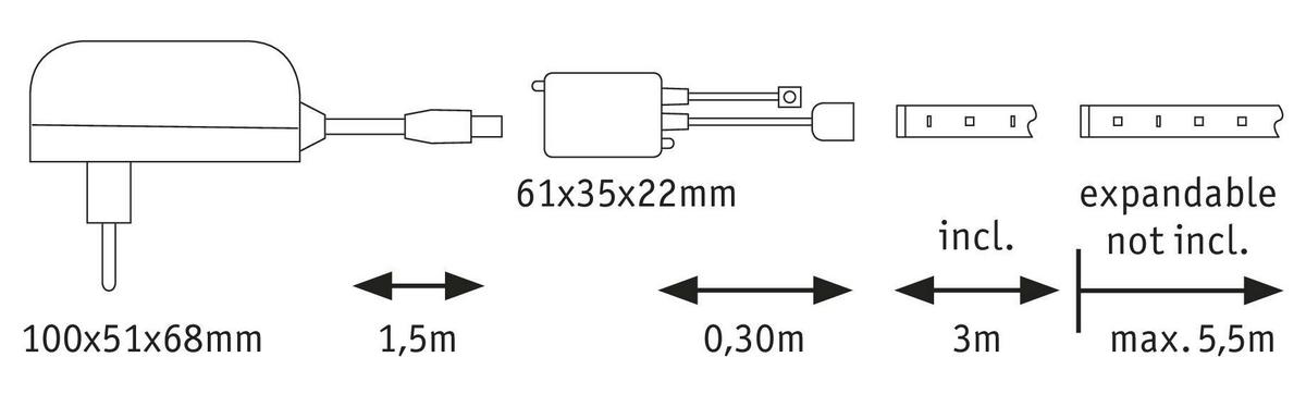 LED-Strip MaxLED 250 max. 20 Watt - Silberfarben, Basics, Kunststoff (301/0,3cm) - Paulmann