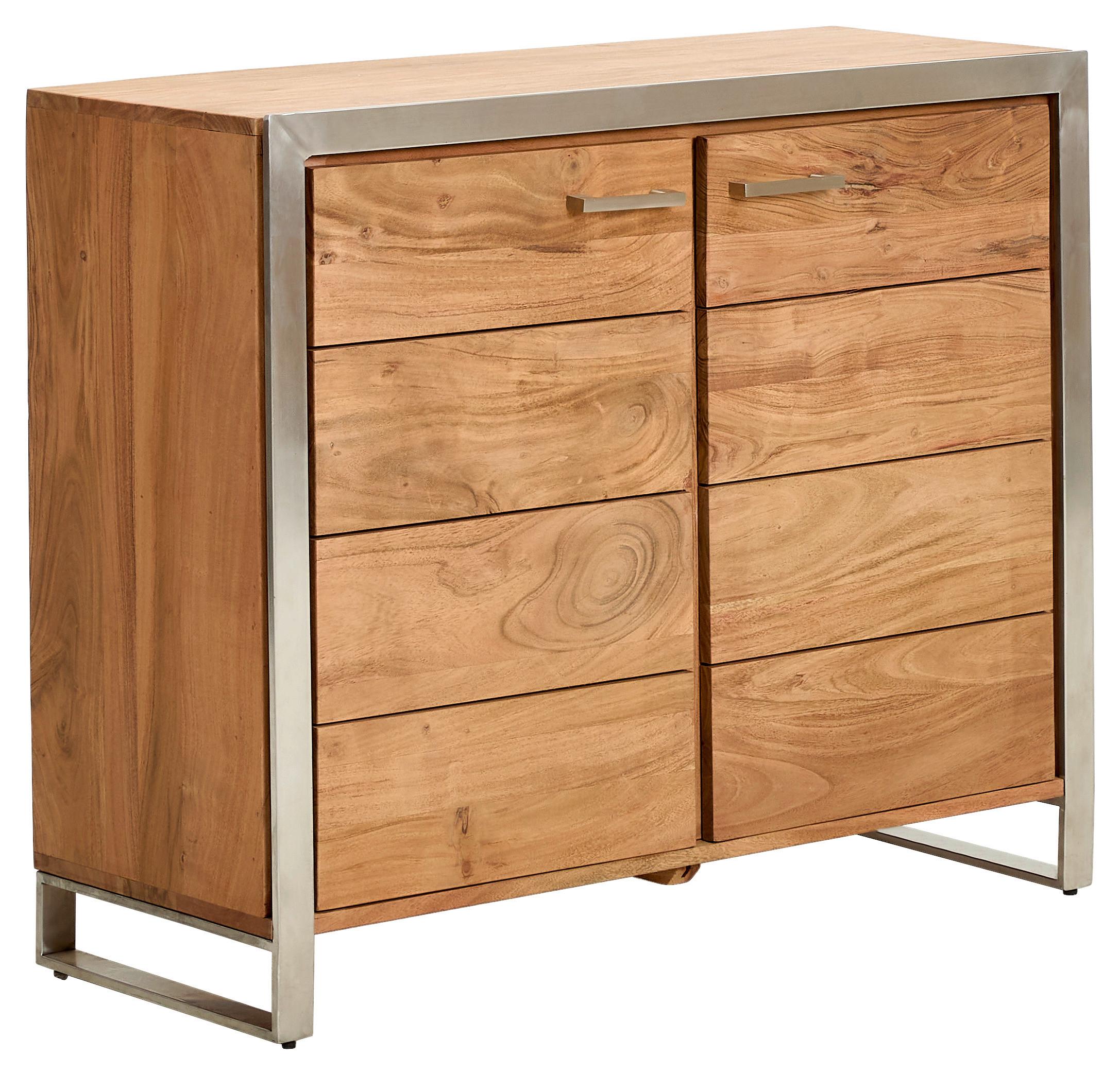 KOMODA SYLVIA - kolor akacjowy/kolor srebrny, Konventionell, metal/drewno (100/85/40cm) - Livetastic