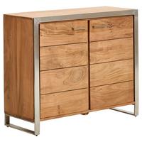 KOMODA SYLVIA - kolor akacjowy/kolor srebrny, Konventionell, metal/drewno (100/85/40cm) - Livetastic