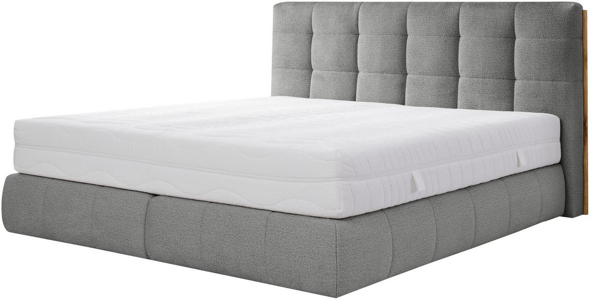 Boxspringbett Lavenito Grau ca. 200x200cm - Schwarz/Grau, KONVENTIONELL, Textil (200/200cm) - Premium Living