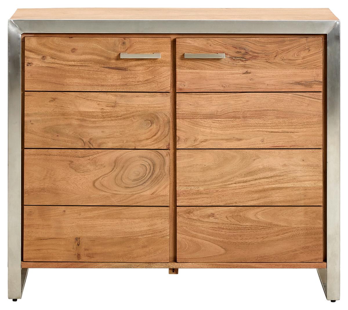 KOMODA SYLVIA - kolor akacjowy/kolor srebrny, Konventionell, metal/drewno (100/85/40cm) - Livetastic