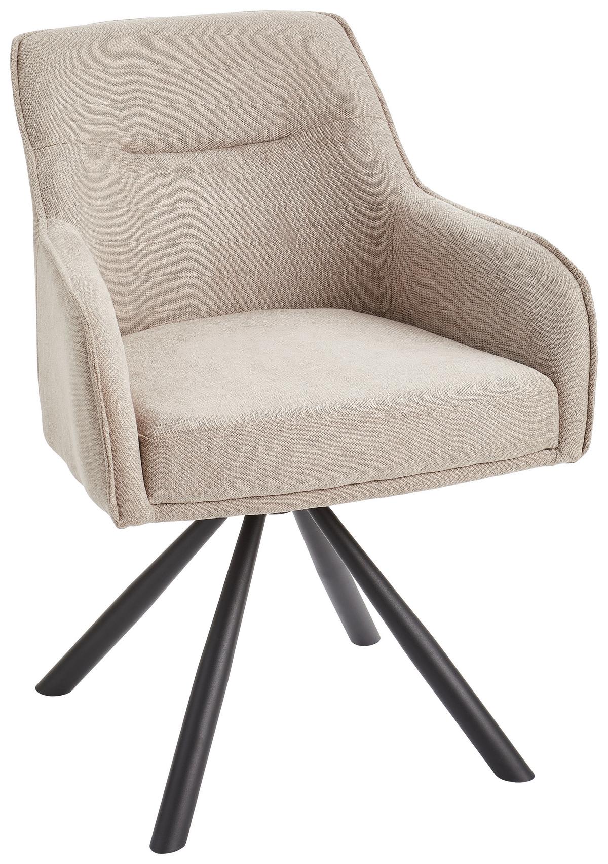 KRZESŁO Z PODŁOKIETNIKAMI ANNA - czarny/taupe, Modern, metal/tkanina (61/86/62cm) - Livetastic