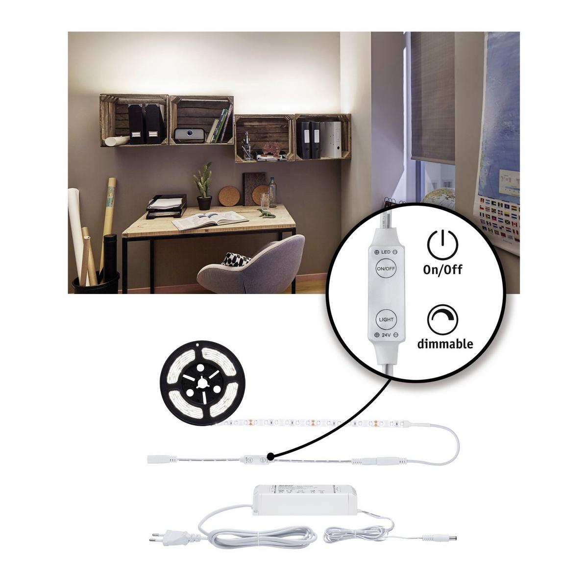 LED-Strip SimpLED Power in Silberfarben max. 17 Watt - Weiß, Basics, Kunststoff (300cm) - Paulmann