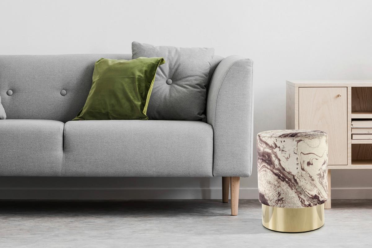 HOCKER GIPSY 325 - Goldfarben/Bronzefarben, Design, Textil/Metall (35/46/35cm) - Kayoom