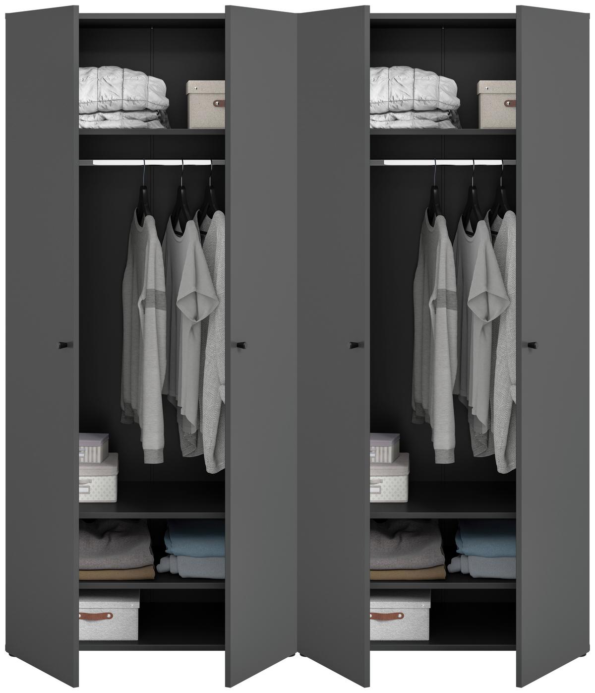 Drehtürenschrank DARWIN ca.160x176x51cm Anthrazit - Anthrazit/Schwarz, MODERN, Holzwerkstoff/Kunststoff (160/176cm) - MID.YOU