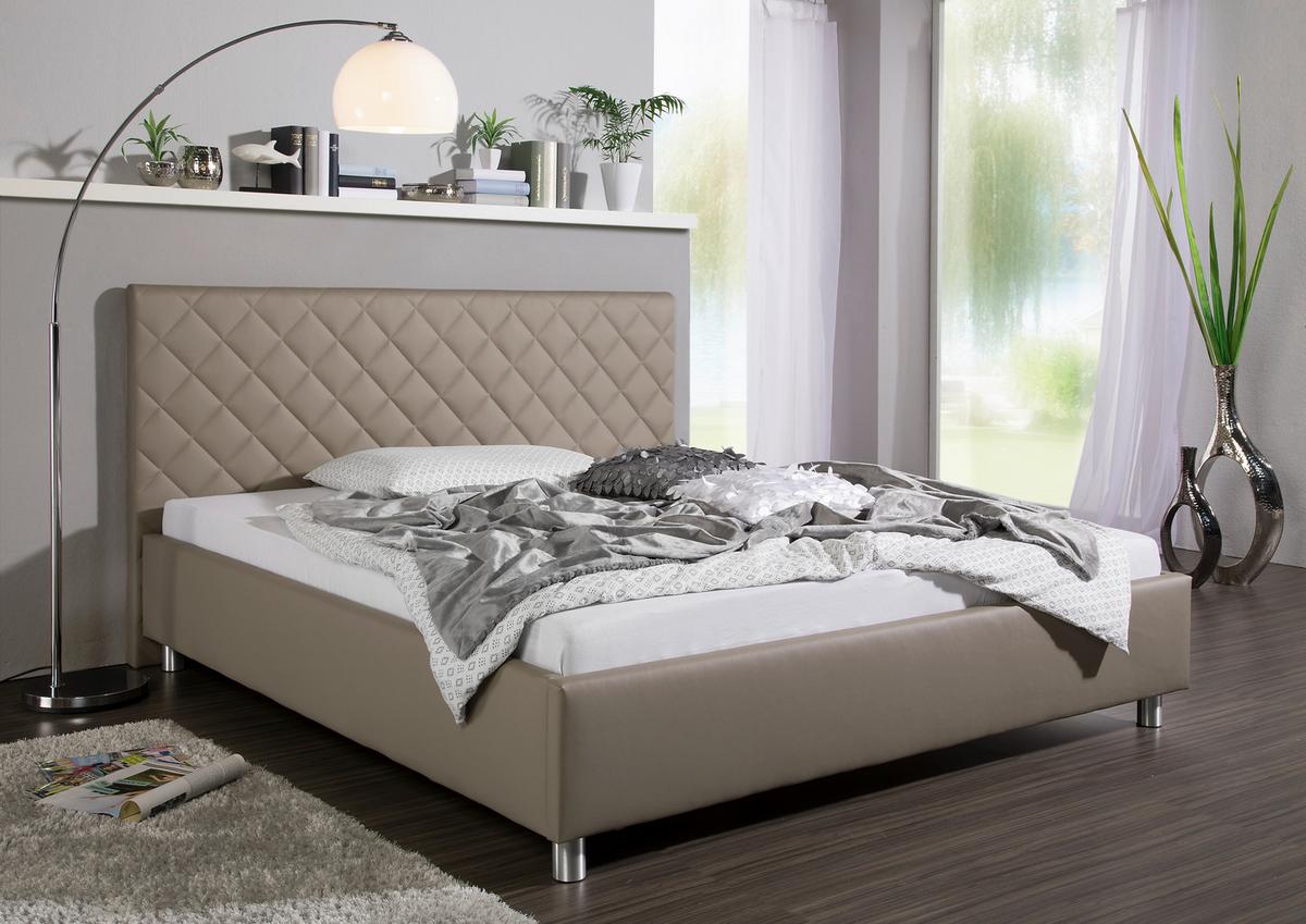 Polsterbett Baltimore Taupe ca. 180x200 cm - Taupe/Alufarben, MODERN, Textil/Metall (180/200cm) - Livetastic