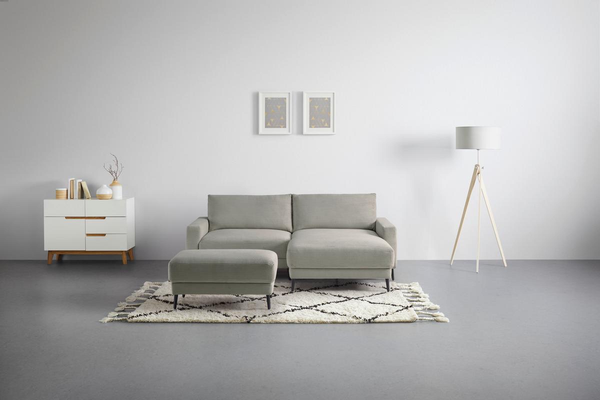Hocker Cora in Grau - Grau, MODERN, Textil/Metall (92/46/60cm) - Mömax