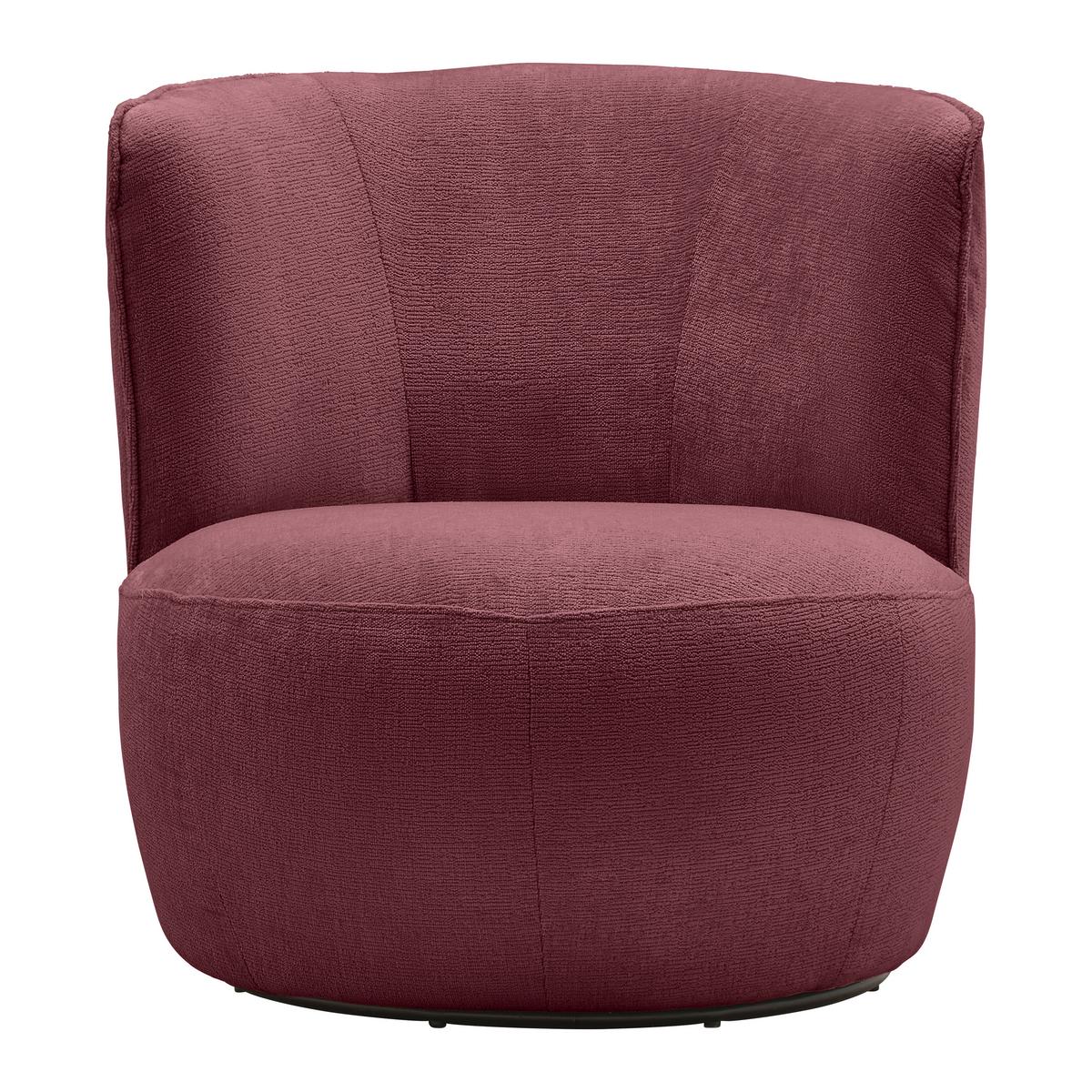 Sessel Jasima Bordeaux/Schwarz drehbar - Bordeaux/Schwarz, MODERN, Textil/Metall (77/81/85cm) - Premium Living