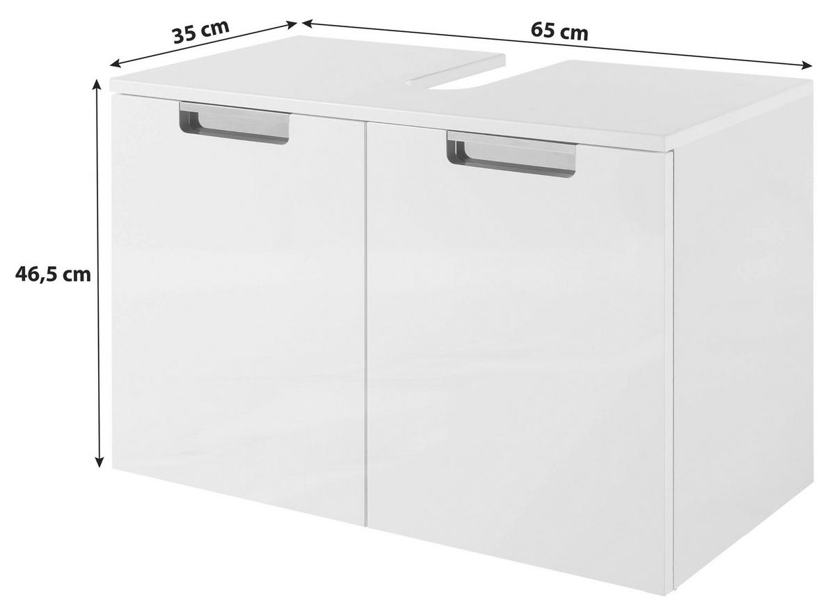 Waschbeckenunterschrank , weiß - Weiß, MODERN, Holzwerkstoff/Metall (65,0/46,5/35,0cm) - MID.YOU