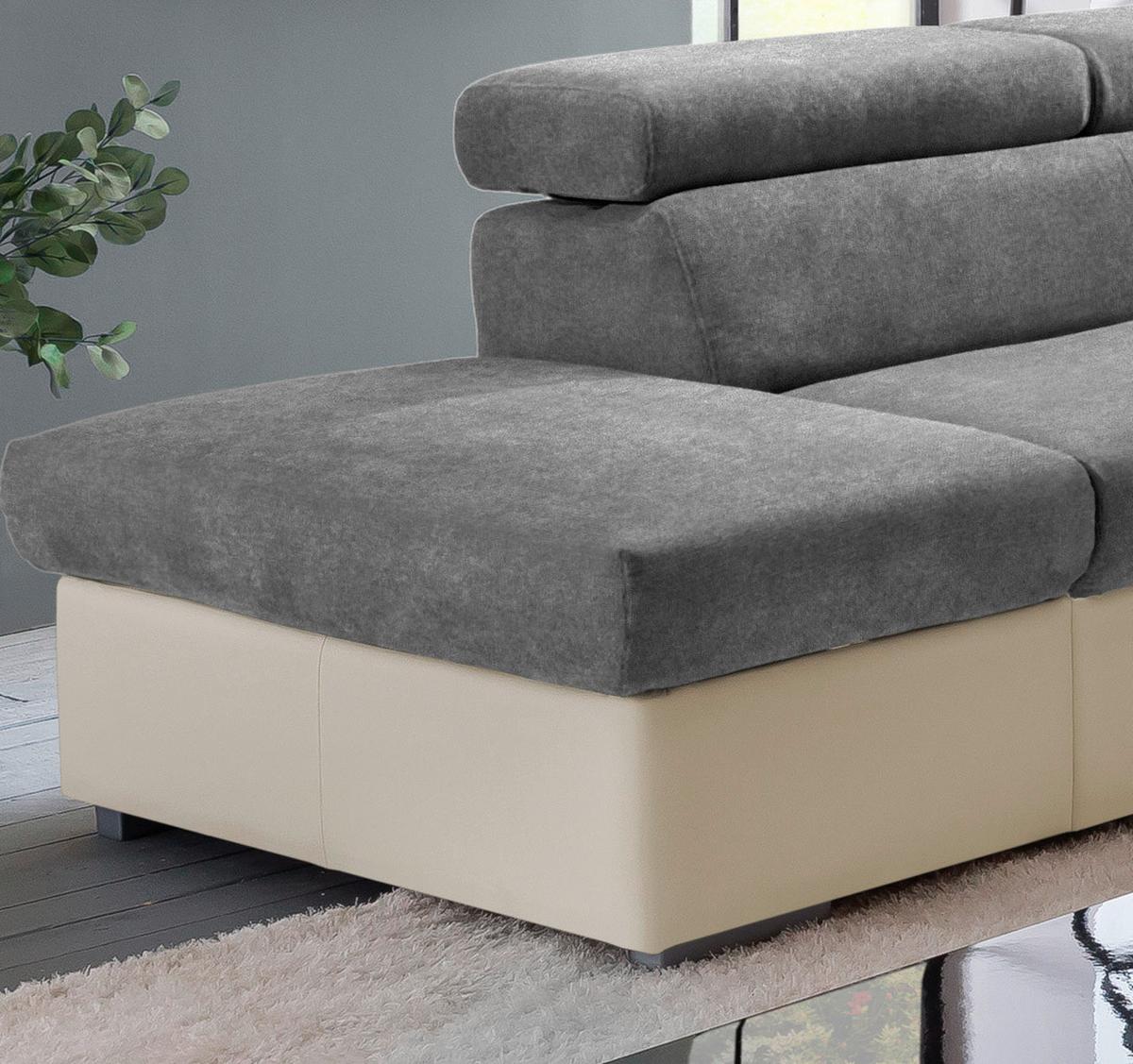 Wohnlandschaft Milla Anthrazit/Braun ca. 217x252 cm - Anthrazit/Braun, Basics, Holz/Textil (217/252cm) - MID.YOU