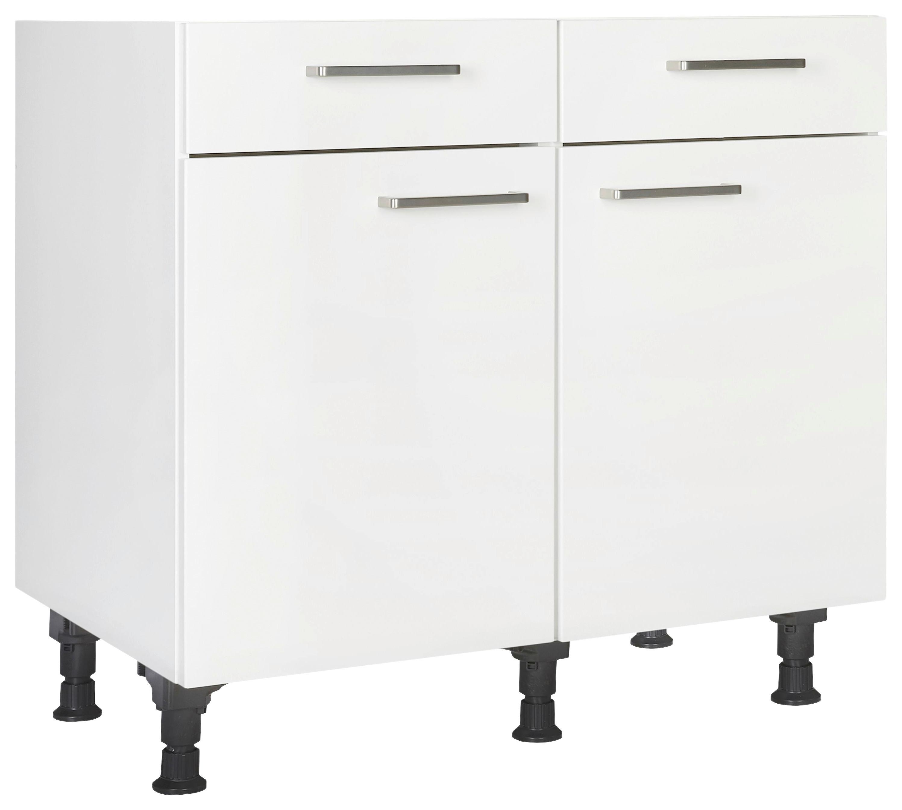 Schubkastenunterschrank Touch Weiß - Edelstahlfarben/Weiß, MODERN, Holzwerkstoff/Metall (90/87/56cm) - Nobilia