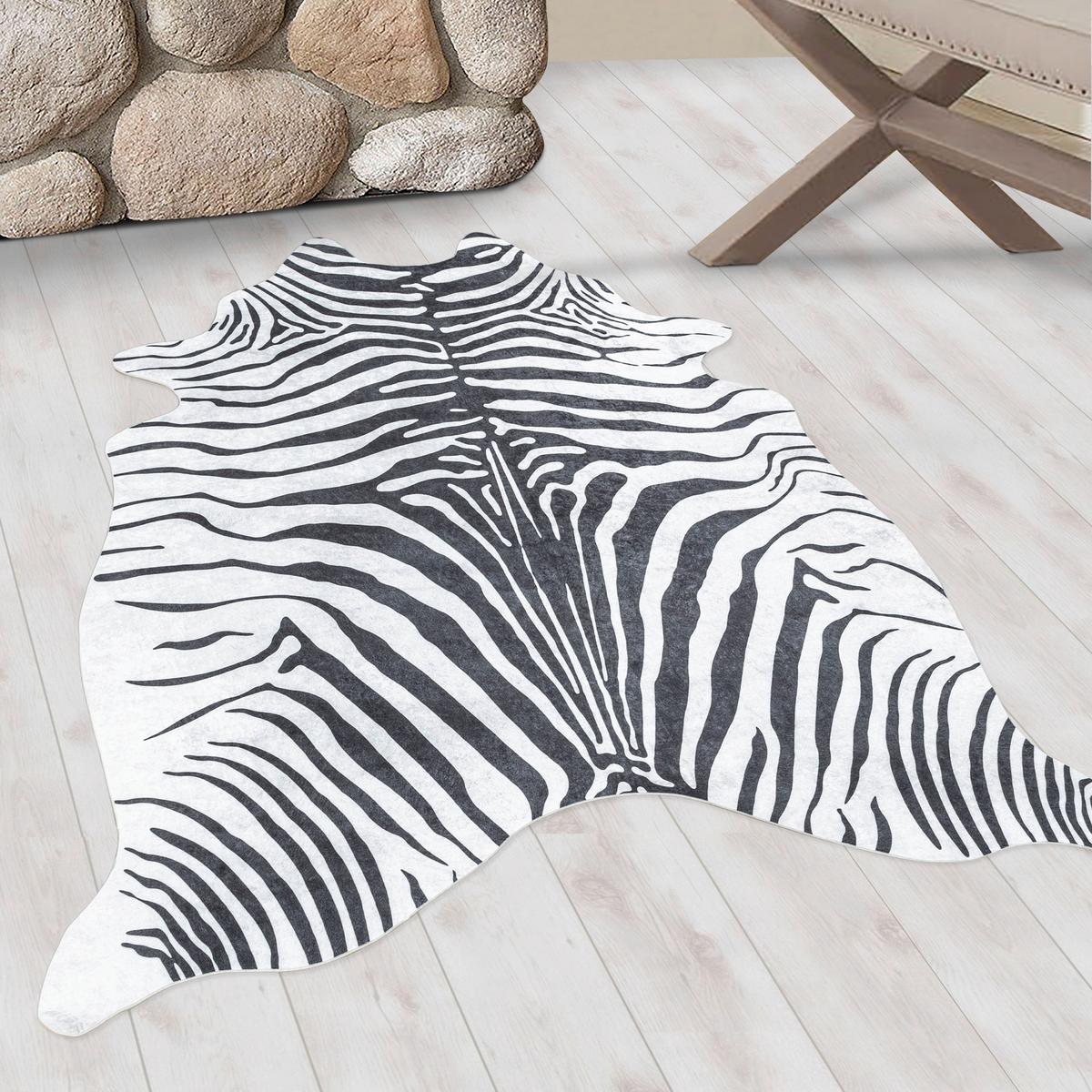 Preproga Etosha, 100x135cm, Črna, Bela - črna/bela, Design, tekstil (100/135cm) - Novel