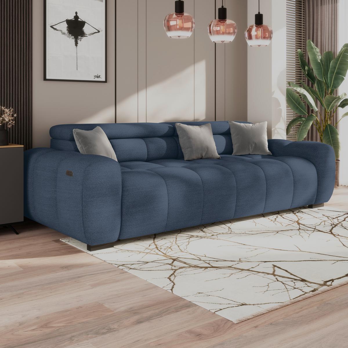 Velika Sofa Bull - plava/crna, Trend, tekstil/plastika (248/77-97/108cm) - Luca Bessoni
