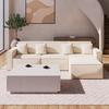 Wohnlandschaft Milo Bouclé Weiß - Schwarz/Naturfarben, MODERN, Holz/Holzwerkstoff (310/83/148cm) - Bessagi Home