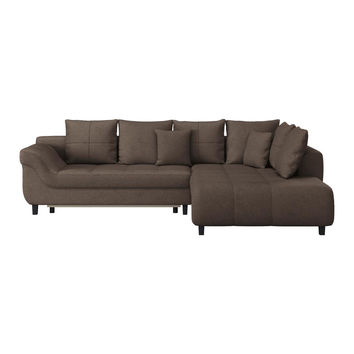 Kutna Garnitura Mendoza - tamno smeđa/siva, Design, tekstil/drvo (309/197cm) - Modern Living