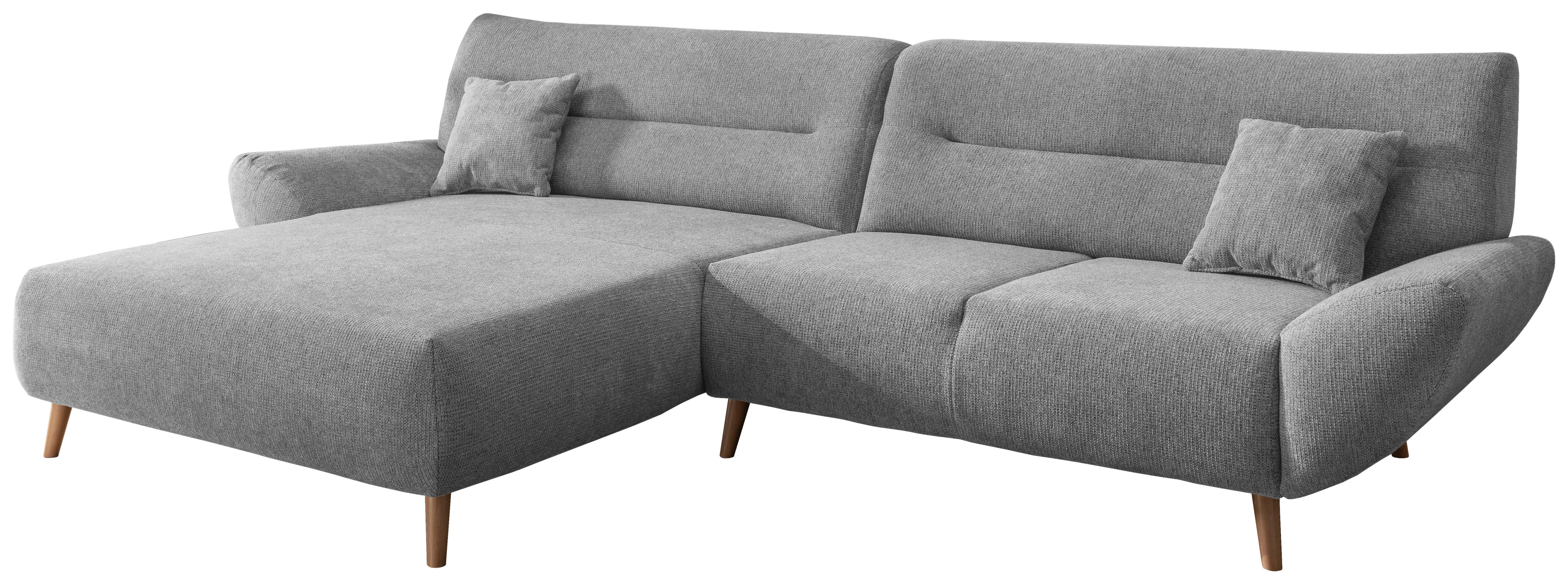 Wohnlandschaft Drago Silberfarben Chenille - Wildeiche/Silberfarben, MODERN, Holz/Textil (166/290cm) - P & B