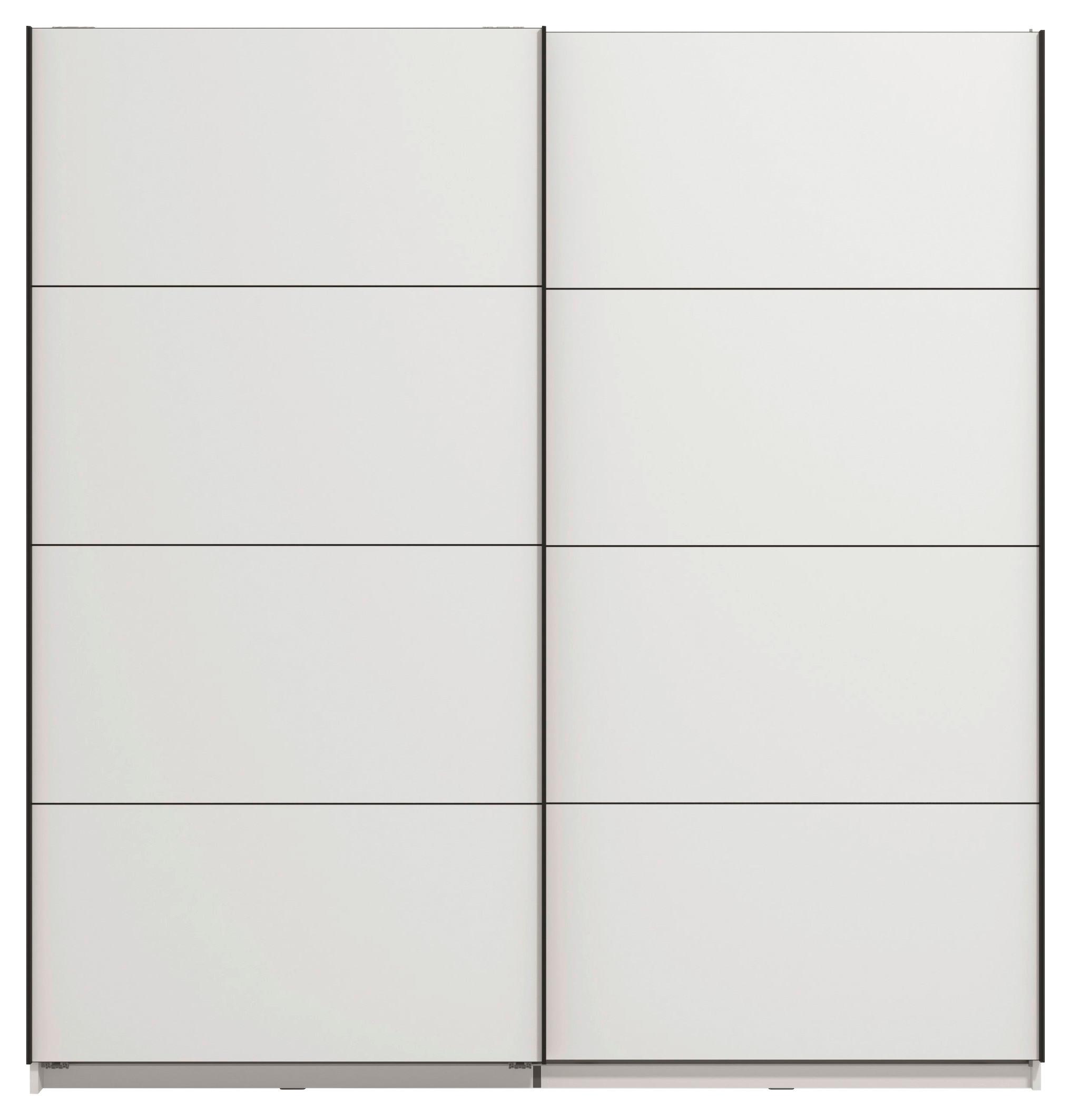 Schwebetürenschrank Gard 200 in Weiss - Weiss/Schwarz, Konventionell, Holzwerkstoff/Metall (195/217/61cm) - Mömax