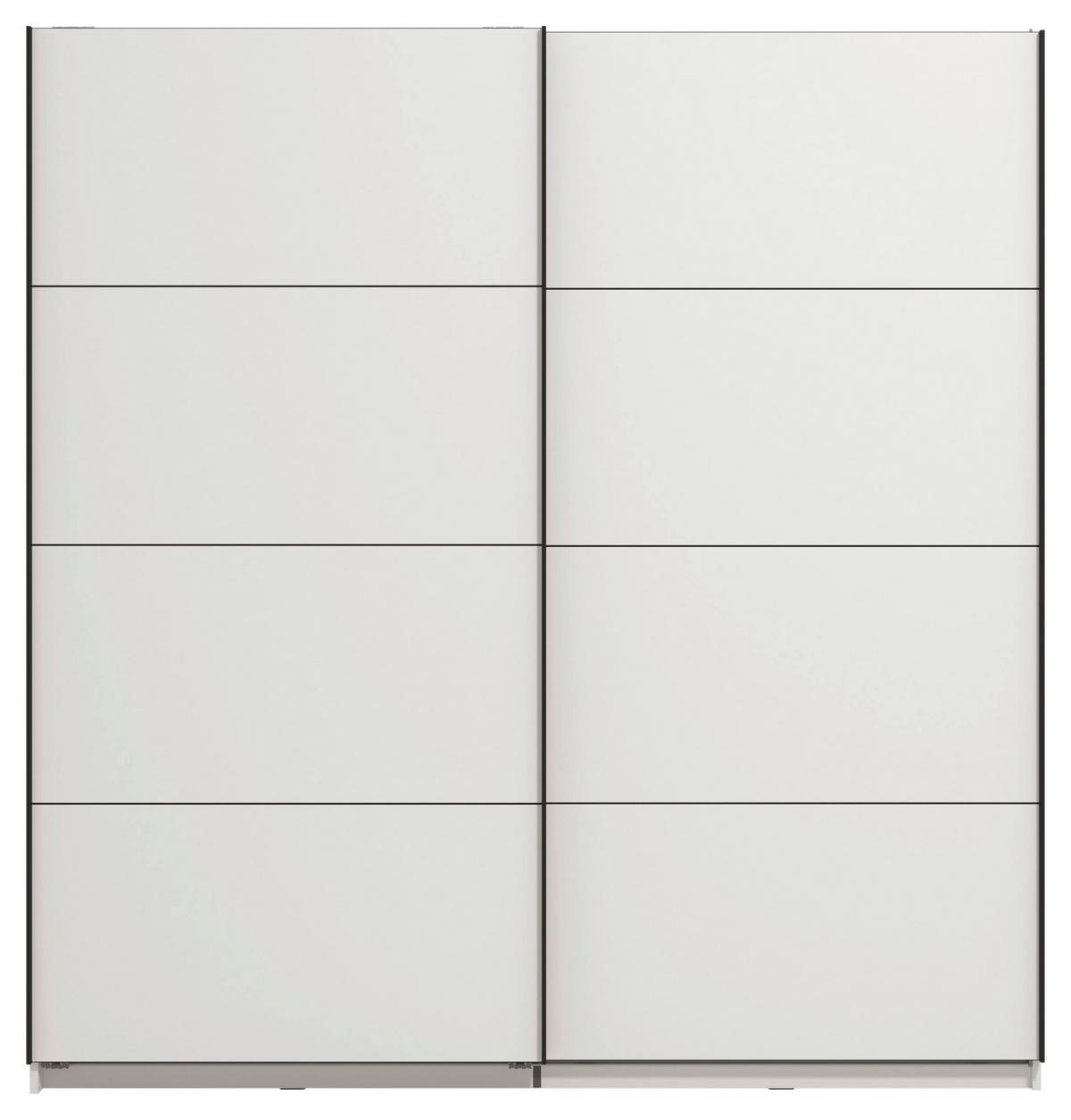 Schwebetürenschrank Gard 200 in Weiss - Weiss/Schwarz, Konventionell, Holzwerkstoff/Metall (195/217/61cm) - Mömax