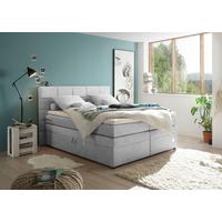Boxspringbett Tacoma 3 inkl. Topper ca. 180x200 cm Silberf. - Silberfarben, KONVENTIONELL, Kunststoff/Textil (180/200cm) - MID.YOU