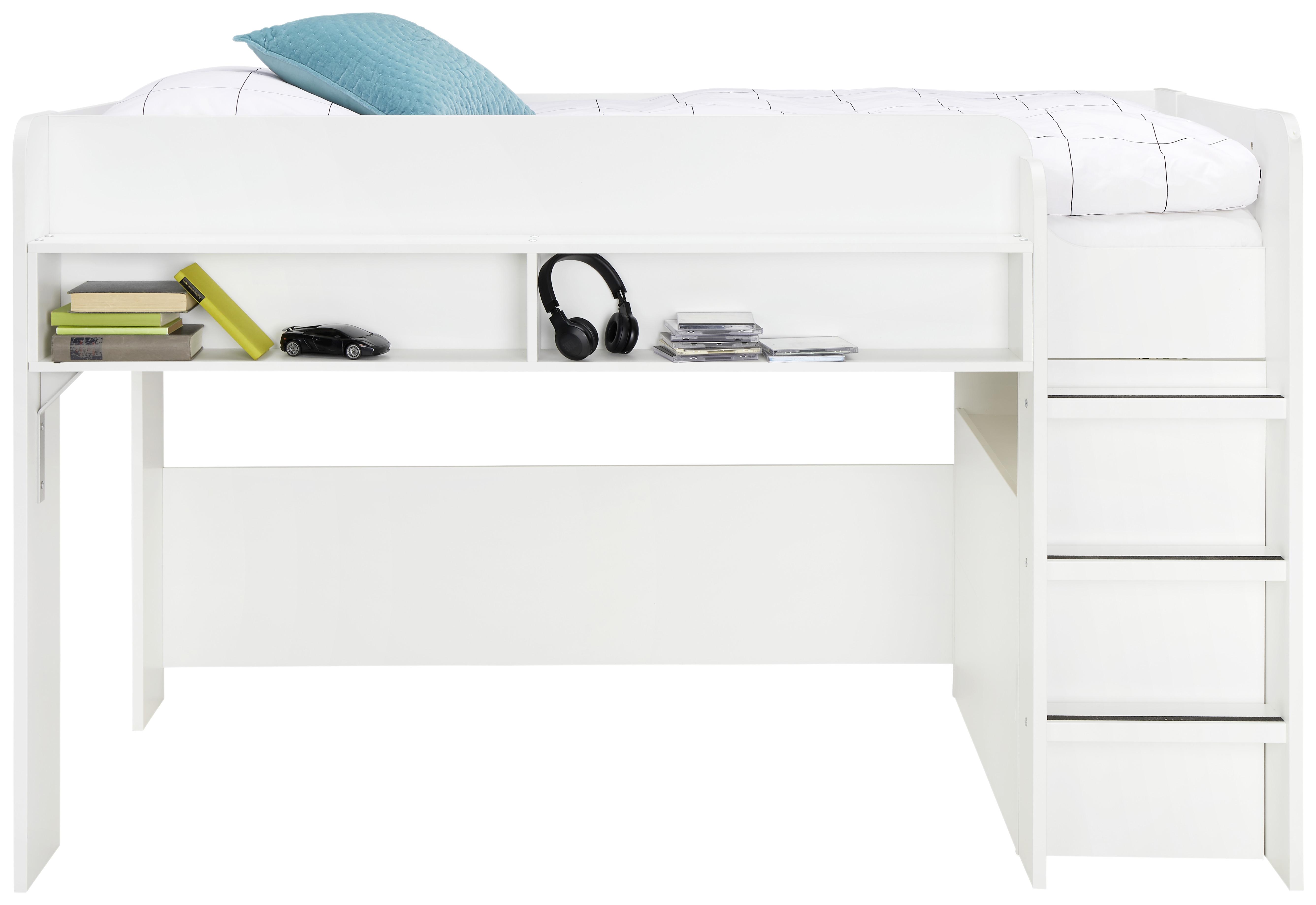 Visoka Postelja White, Bela, 90x200 - bela, leseni material (90/200cm) - Modern Living