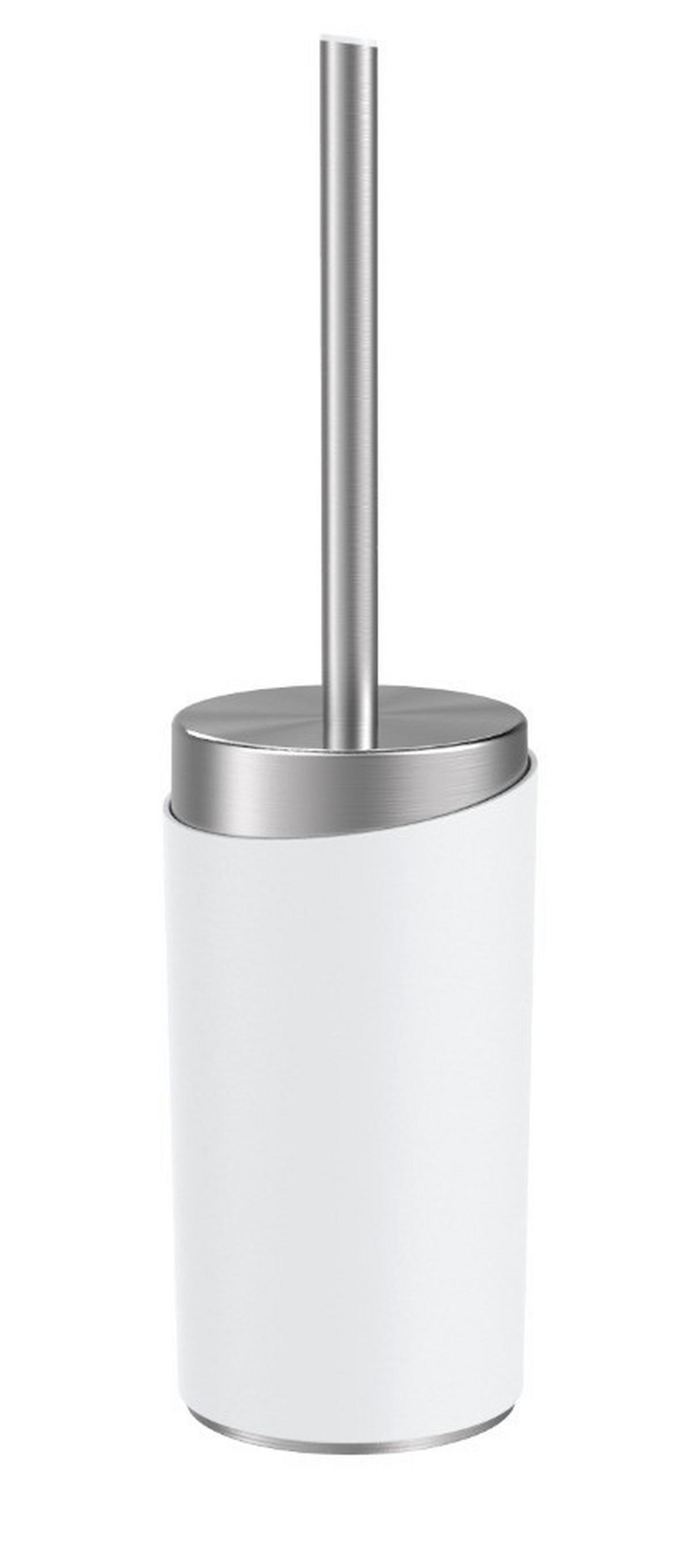 WC-Bürste Chris in Weiss/Edelstahlfarben - Weiss/Edelstahlfarben, Modern, Kunststoff/Metall (9,6/37cm) - Premium Living