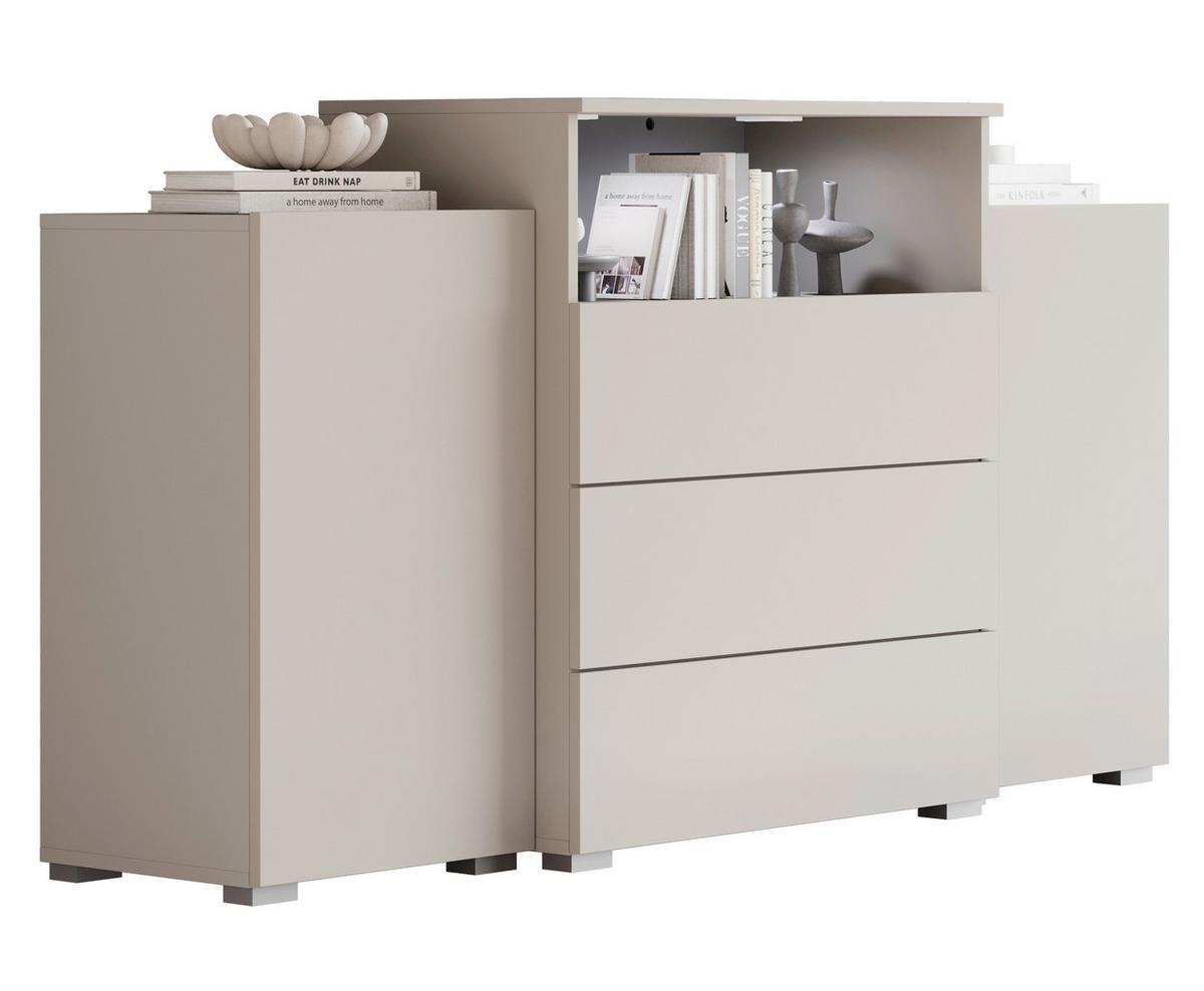 Široka Komoda Urban, Kašmir, Bež, Osvetlitev - kašmir/siva, Trendi, umetna masa/leseni material (150/81/37cm) - P & B