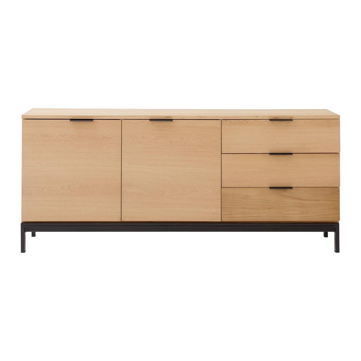 Tálalószekrény Sebastian - natúr színű/fekete, Modern, faalapú anyag/fém (160/70/40cm) - Bessagi Home