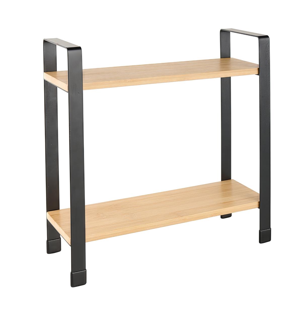 Etajeră de bucătărie Rita -2 - culoare natur/negru, Modern, materiale naturale/metal (32/33/11cm) - Mömax