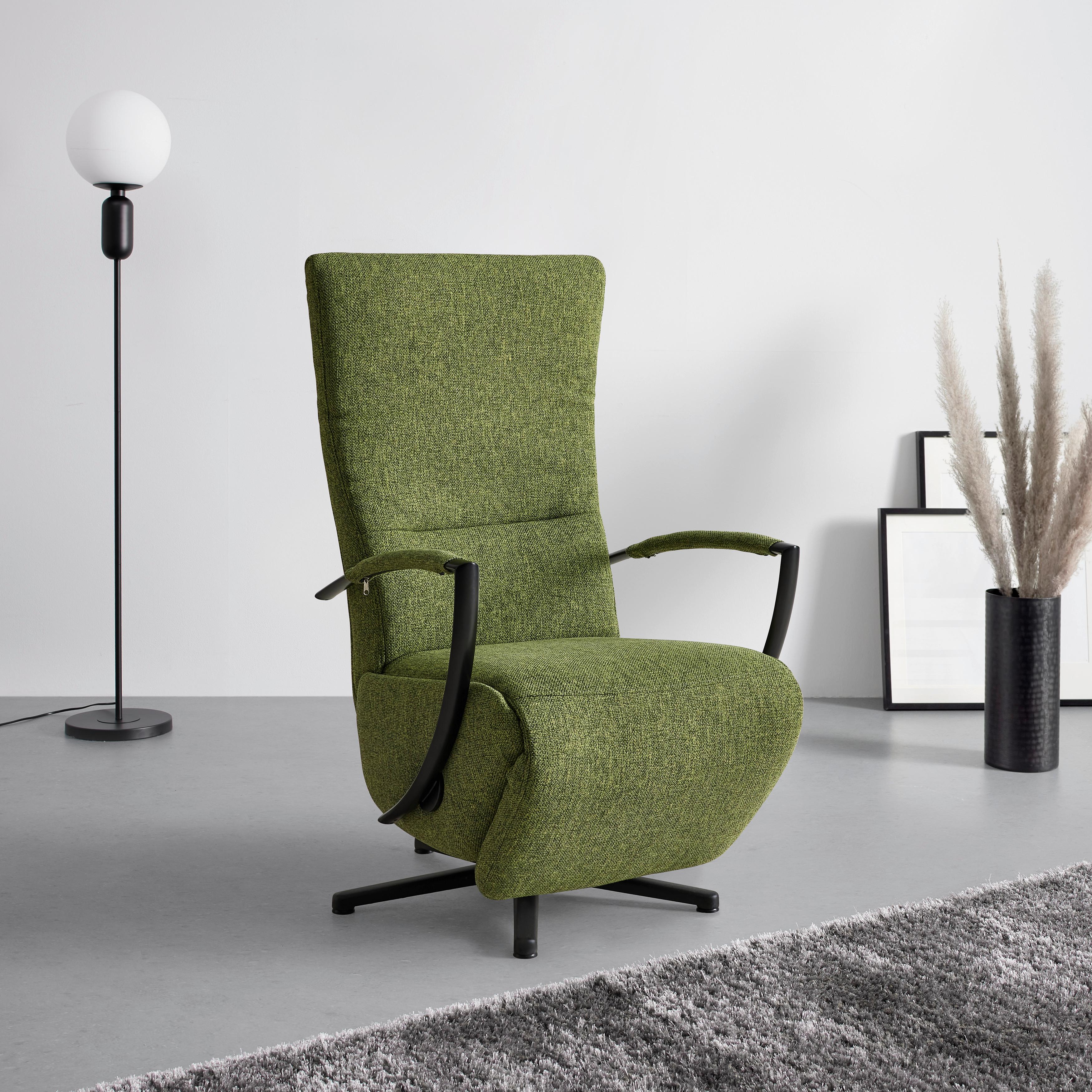 Relaxsessel Sitting 3 in Olive - Schwarz/Olivgrün, MODERN, Kunststoff (66/114/84cm) - Premium Living