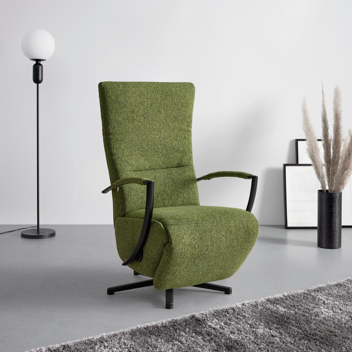 fauteuil relax Sitting 3 in Olive - Schwarz/Olivgrün, Modern, Kunststoff (66/114/84cm) - Premium Living