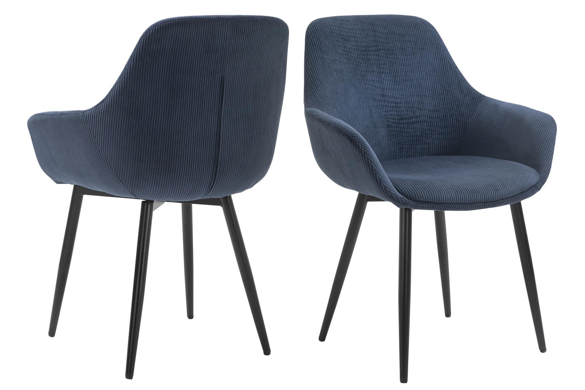 Set Naslanjačev Cord, Temno Modra, 2-Delni - črna/temno modra, Moderno, kovina/tekstil (64/86/59cm) - Livetastic