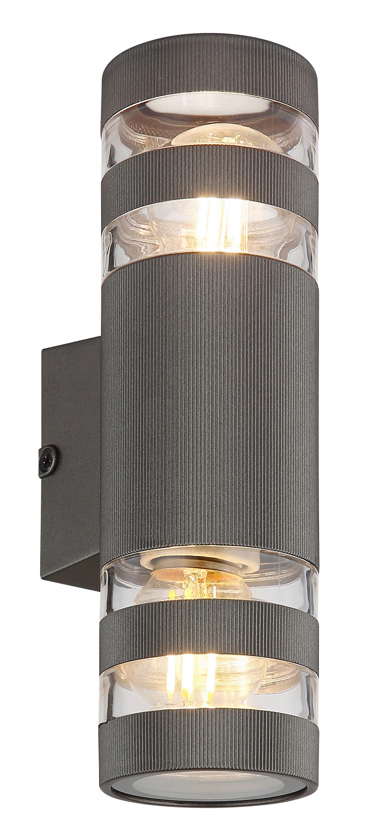 WANDLEUCHTE 78260A HAYES - Klar/Anthrazit, Basics, Glas/Kunststoff (22/6,5/6,5cm) - Globo