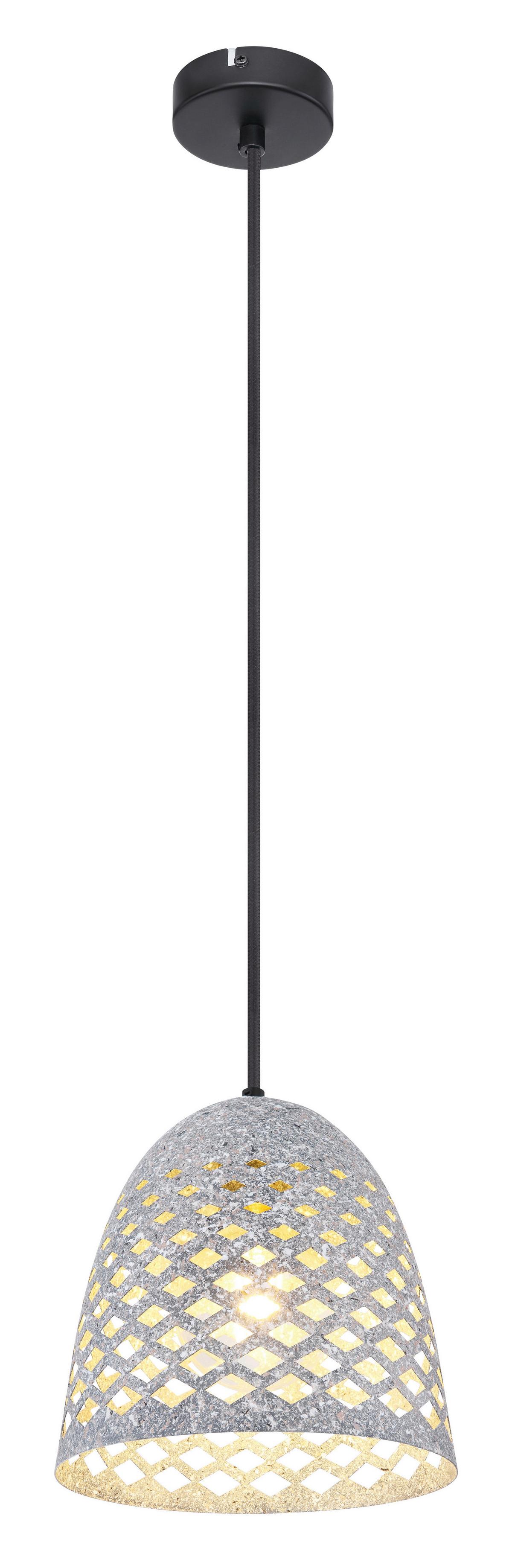 Viseča Svetilka 15594h Hollie - siva/črna, Basics, kovina/tekstil (20/120cm) - Globo