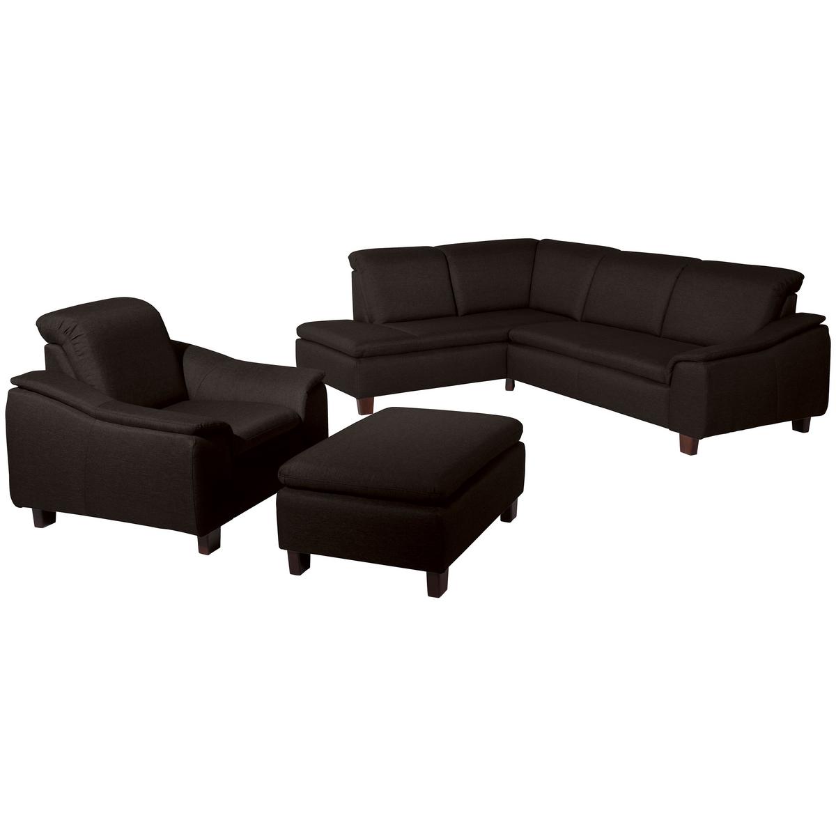 HOCKER AARON - Dunkelbraun/Nussbaumfarben, Design, Holz/Textil (90/60/43cm) - Max Winzer