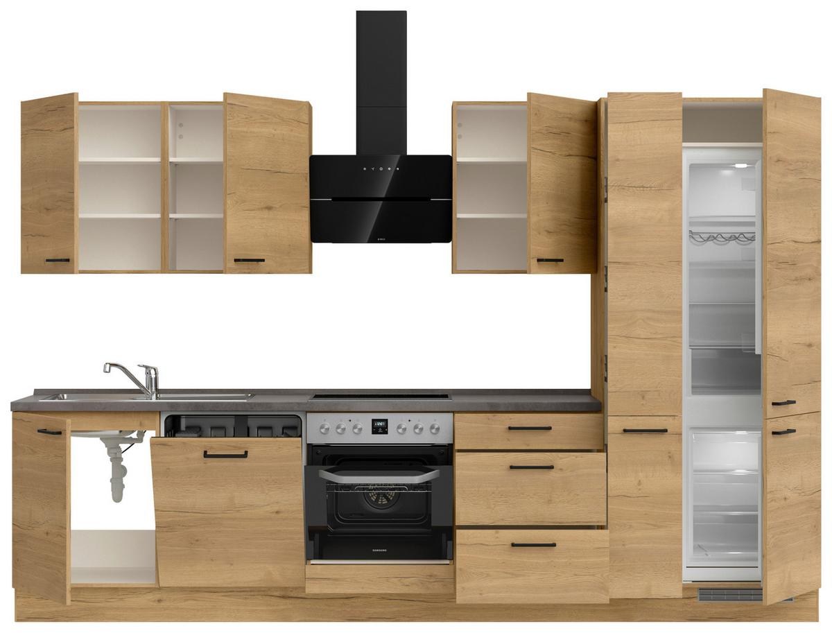 Küchenleerblock Structura High o. Geräte Eiche - Schieferfarben/Eichefarben, MODERN, Holzwerkstoff/Metall (330cm) - Nobilia